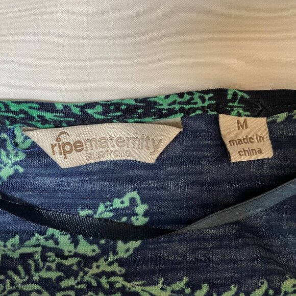 Ripe Maternity Wrap Dress Navy Green Paisley Short Sleeves Size M - Picture 4 of 7